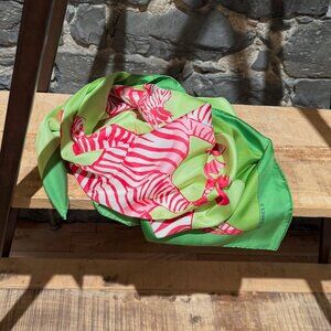 Hermès Green Pink "Les Zebres II" 90cm Silk Square Scarf